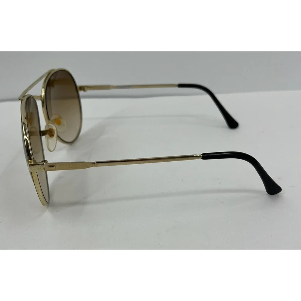 Vintage Opti-Rays Gold Tortoiseshell Aviator Sunglasses Brown Lenses